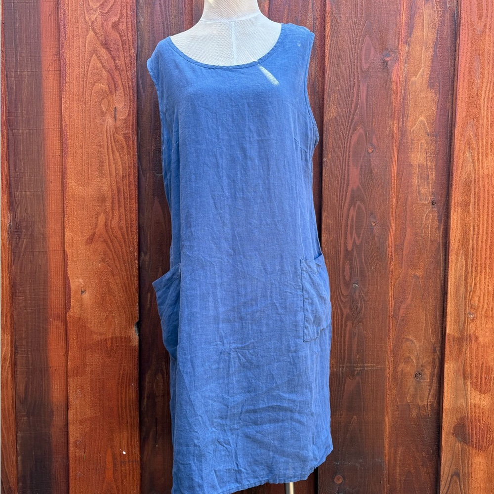 [SOLD] Flax Sleeveless Linen Blue Dress